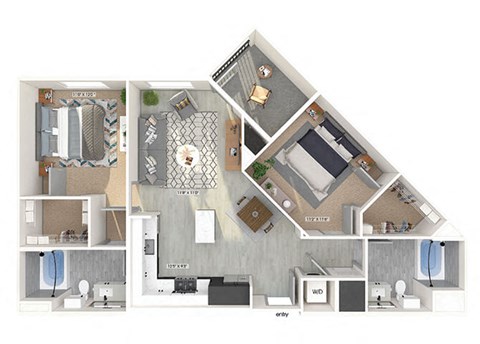 B1 Floorplan Image at Chroma Apartments in Canoga Park CA